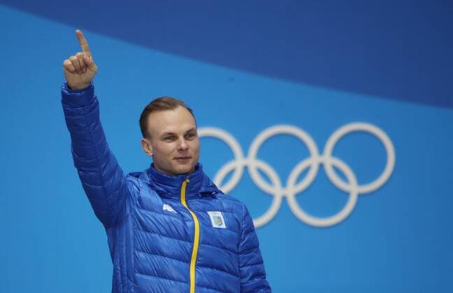 OLYMPICS - 2018 Winter Olympics PYEONGCHANG,SOUTH KOREA,19.FEB.18 - OLYMPICS, FREESTYLE SKIING - Olympic Winter games Winterspiele Spiele Summer games PyeongChang 2018, Medals Plaza, Aerials, men, award ceremony. Image shows Oleksandr Abramenko (UKR). GEPAxpictures xAndreasxPranter