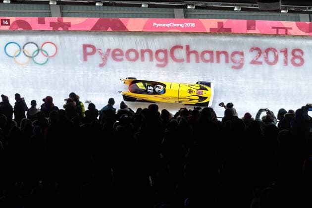 19 02 2018 Olympic sliding centre PyeongChang KOR PyeongChang 2018 Bob two-seater gentlemen pictured Francesco Friedrich Thorsten Margis GER Francesco Friedrich Thorsten Margis of Germany during the mens doubles bobsleigh of the PyeongChang 2018 Winter Olympic Games at the Olympic Sliding centre in PyeongChang of South Korea on 2018 02 19 PyeongChang  EX_GRO