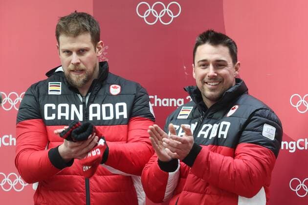 OLYMPICS - 2018 Winter Olympics PYEONGCHANG,SOUTH KOREA,19.FEB.18 - OLYMPICS, BOBSLEIGH - Olympic Winter games Winterspiele Spiele Summer games PyeongChang 2018, two-man, men. Image shows Nick Poloniato and Jesse Lumsden (CAN). GEPAxpictures xMathiasxMandl