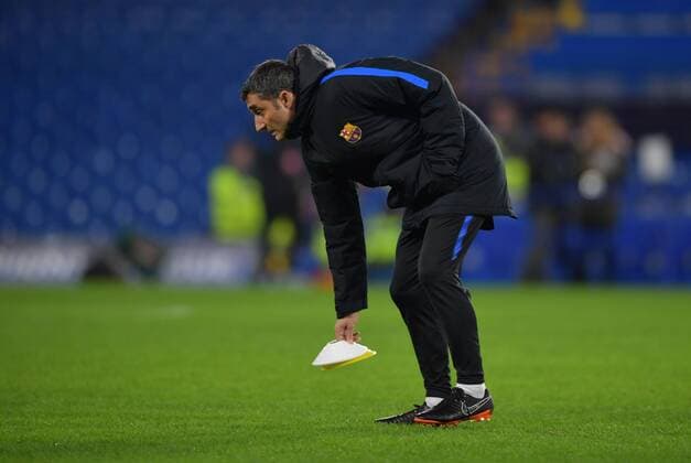FC Barcelona Barca Training Session Ernesto Valverde manager during the FC Barcelona Training Session at Stamford Bridge, London, UK. Content Not Available For UK Newspapers Copyright: xSimonxDaelx FIL-11379-0010