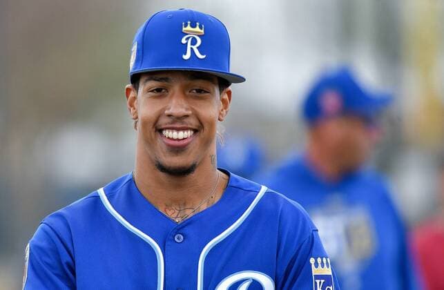 February 19, 2018 - Surprise, AZ, USA - Kansas City Royals infielder Raul Mondesi during Monday s spring training workout on Feb. 19, 2018 in Surprise, Ariz. Spring training - ZUMAm67_ 20180219_zaf_m67_038 Copyright: xJohnxSleezerx