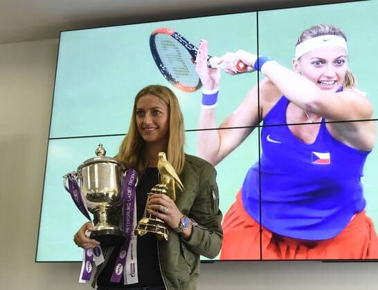 Bilder des Tages - SPORT Czech tennis player Petra Kvitova attends the press conference PK Pressekonferenz in Prague, Czech Republic, on February 20, 2018, after her win of the 2018 Qatar Total Open in Doha on February 18. (CTKxPhoto MichalxKrumphanzl) CTKPhotoP201802200549201  kru 9 K
