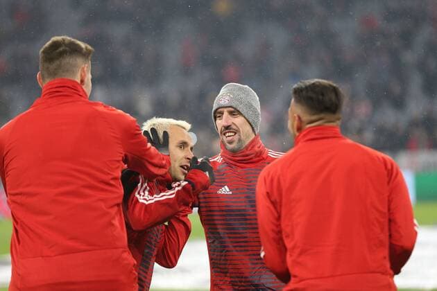 l r Niklas Suele 4 Bayern Munich 7 Franck Ribery Bayern Munich Corentin Tolisso 24 FC Bayern Munich FC Bayern Munich Rafinha 13 flick ear Bayern Munich vs Besiktas Istanbul football knockout Champions League 20 02 2018 Munich Bavaria Germany Copyright: xkolbert-press ChristianxKolbertx