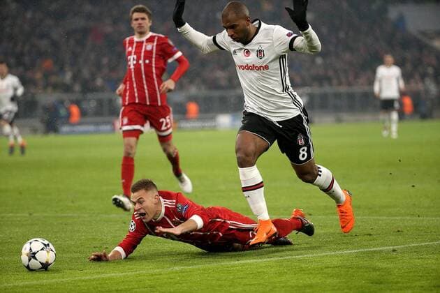 GER UEFA CL Bayern Munich GER vs Besiktas Istanbul TR 20 02 2018 Allianz Arena Munich GER UEFA CL Bayern Munich GER vs Besiktas Istanbul TR pictured Joshua Kimmich Munich Ryan Babel Istanbul nordphotoxBratic nph00250