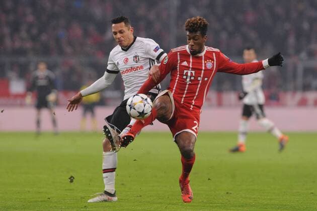 VL Adriano Besiktas Istanbul against Kingsley Coman FC Bayern München at the CL game between Bayern Munich and Besiktas Istanbul 20 02 2018 Munich Copyright: xStuetzle xEibner-Pressefotox EP_wse