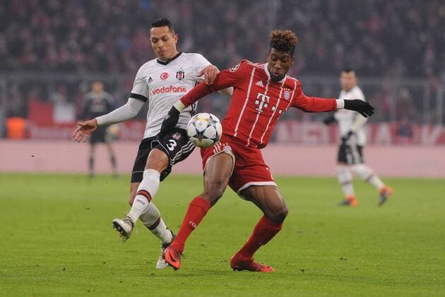 VL Adriano Besiktas Istanbul against Kingsley Coman FC Bayern München at the CL game between Bayern Munich and Besiktas Istanbul 20 02 2018 Munich Copyright: xStuetzle xEibner-Pressefotox EP_wse