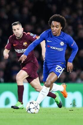 Willian of Chelsea during the champions league match at Stamford Bridge Stadium, London. Picture date 20th February 2018. Picture credit should read: Charlie Forgahm-Bailey Sportimage EDITORIAL USE ONLY. No use with unauthorised audio, video, data, fixture lists, club league logos or live services. Online in-match use limited to 120 images, no video emulation. No use in betting, games or single club league player publications.