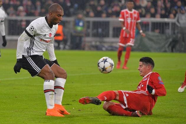 Munich Germany 20 02 2018 UEFA Champions League 2017 18 season round of last sixteen.2 eighth-finals Bayern Munich of Besiktas Istanbul Veli Kavlak Besiktas James Rodriguez FCB in a duel of DeFodi527