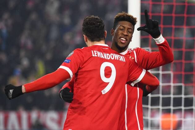 20 02 xjhx 2018 Football Champions League FC Bayern München Besiktas Istanbul emspor v l goal celebration goal celebration loven the goal 2 0 by Kingsley Coman FCB FC Bayern München team Robert Lewandowski FCB FC Bayern München Munich