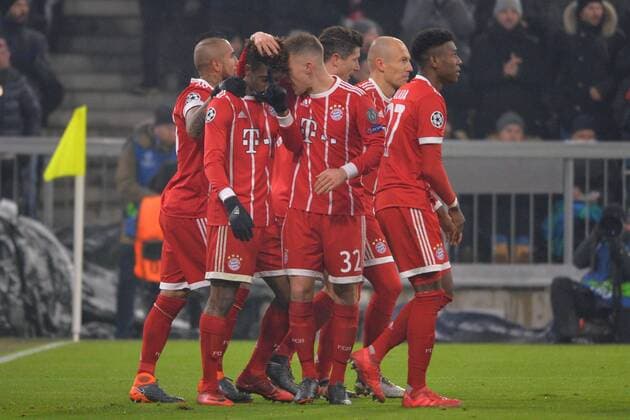 Munich Germany 20 02 2018 UEFA Champions League 2017 18 season round of last sixteen knockout Bayern Munich Besiktas Istanbul goal celebration to Kingsley Coman FCB jubilation after the results for the 2 0 DeFodi527