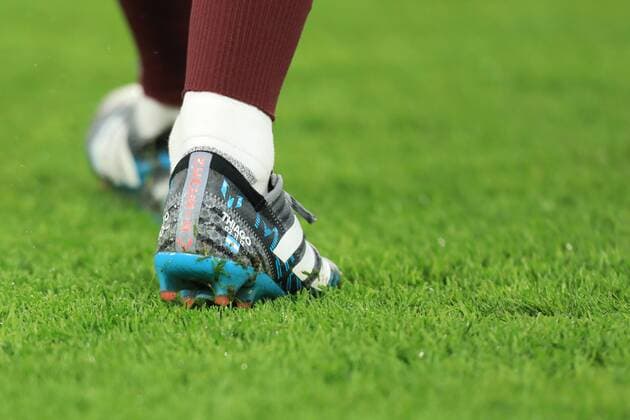 20th February 2018, Stamford Bridge, London, England; UEFA Champions League football, round of 16, 1st leg, Chelsea versus FC Barcelona Barca The boots of Lionel Messi of Barcelona  ActionPlus11990622