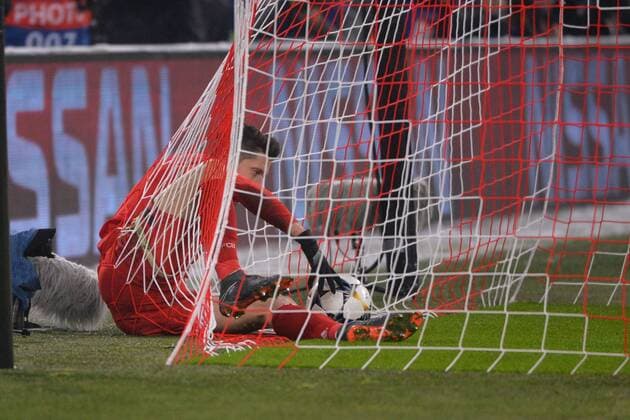 Munich Germany 20 02 2018 UEFA Champions League 2017 18 season round of last sixteen.2 eighth-finals Bayern Munich of Besiktas Istanbul Robert Lewandowski FCB in goal at the 5 0 DeFodi527