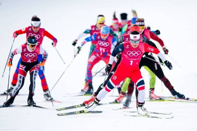 PyeongChang 2018 - Langlauf, Teamsprint Damen 180221 Marit Bjorgen of Norway competes in the Women s Cross Country Skiing Team Free Sprint semifinal during day twelve of the 2018 Winter Olympics on February 21, 2018 in Pyeongchang. Photo: Carl Sandin BILDBYRAN kod CS 57999_312 *** 180221 Marit Bjorgen of Norway competes in the Women s Cross Country Skiing Team Sprint Free semifinal during day twelve of the 2018 Winter Olympics on February 21 2018 in Pyeongchang Photo Carl Sandin BILDBYRAN code CS 57999 312  Copyright: CARLxSANDIN BB180221CS082