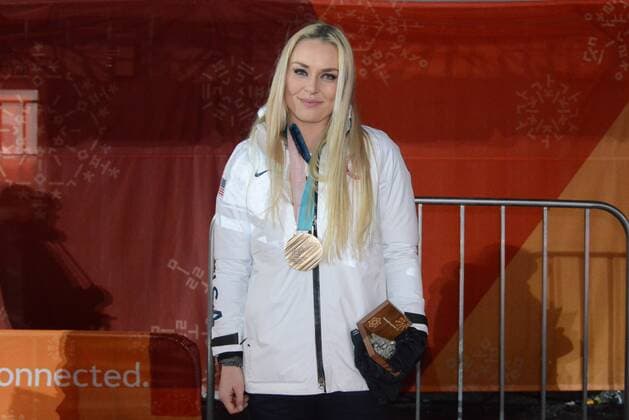 February 21, 2018 - Pyeongchang, South Korea - LINDSEY VONN of the United States with her bronze medal from the Ladies Downhill ski racing event in the PyeongChang Olympic Games Olympische Spiele Olympia OS Pyeongchang 18: Medal Winners - ZUMAl132 20180221_zap_l132_012 Copyright: xChristopherxLevyx