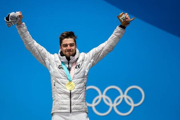 OLYMPICS - 2018 Winter Olympics PYEONGCHANG,SOUTH KOREA,21.FEB.18 - OLYMPICS,NORDIC SKIING, NORDIC COMBINED - Olympic Winter games Winterspiele Spiele Summer games PyeongChang 2018, Medals Plaza, individual large hill, men, award ceremony. Image shows Johannes Rydzek (GER). Keywords: medal. GEPAxpictures xMaticxKlansek