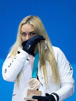 OLYMPICS - 2018 Winter Olympics PYEONGCHANG,SOUTH KOREA,21.FEB.18 - OLYMPICS,ALPINE SKIING - Olympic Winter games Winterspiele Spiele Summer games PyeongChang 2018, Medals Plaza, downhill, ladies, award ceremony. Image shows Lindsey Vonn (USA). GEPAxpictures xMaticxKlansek