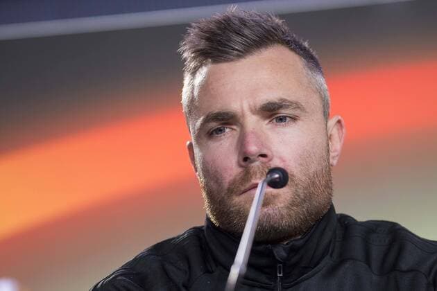 Stephan Andersen during FC Copenhague press conference PK Pressekonferenz day before Europa League match between Atletico de Madrid and FC Copenhague at Wanda Metropolitano in Madrid , Spain. February 21, 2018.  (20180221005)