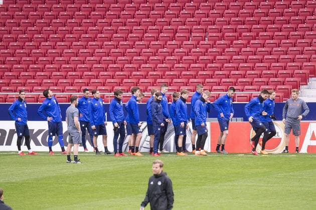 FC Copenhague training session day before Europa League match between Atletico de Madrid and FC Copenhague at Wanda Metropolitano in Madrid , Spain. February 21, 2018.  (20180221041)