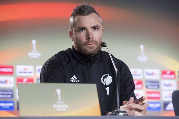 Stephan Andersen during FC Copenhague press conference PK Pressekonferenz day before Europa League match between Atletico de Madrid and FC Copenhague at Wanda Metropolitano in Madrid , Spain. February 21, 2018.  (20180221002)