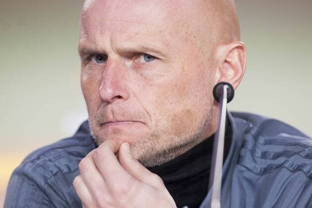 Bilder des Tages - SPORT Coach Stale Solbakken during FC Copenhague press conference PK Pressekonferenz day before Europa League match between Atletico de Madrid and FC Copenhague at Wanda Metropolitano in Madrid , Spain. February 21, 2018.  (20180221021)
