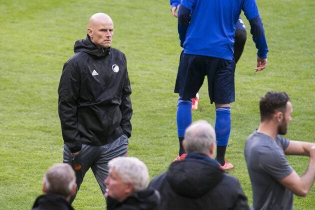 Coach Stale Solbakken during FC Copenhague training session day before Europa League match between Atletico de Madrid and FC Copenhague at Wanda Metropolitano in Madrid , Spain. February 21, 2018.  (20180221035)