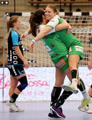 BAU 21 02 2018 Göppingen Handball Women Frisch On Göppingen vs SG BBM Bietigheim Michaela Hrbkova Göppingen above is celebrated after she has equalized the 27 27 in the last second