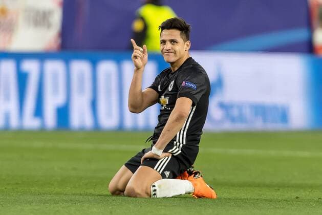 Spain Sevilla 21 02 2018 UEFA Champions League 2017 18 Season round of 16 First leg Sevilla FC Manchester United FC Alexis Sanchez MAN gestures gestures DeFodi507