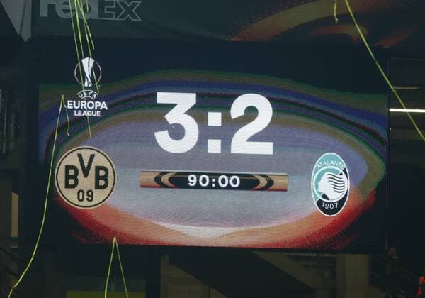 Thursday 15 02 2018 Season 2017 2018 Euro League Sixteenth final First leg in Dortmund Signal Iduna Park BVB 09 Borussia Dortmund Atalanta Bergamo Final score on the scoreboard 3 2