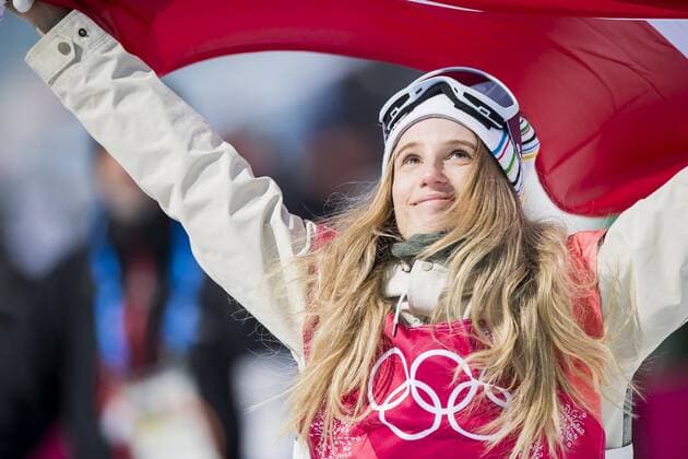 180222 Anna Gasser of Austria celebrates after winning the Womens Snowboard Big Air Final during day thirteen of the 2018 Winter Olympics on February 22, 2018 in Pyeongchang Photo Jon Olav Nesvold BILDBYRAN Code JE 160192  Copyright: JONxOLAVxNESVOLD BB180222JE027