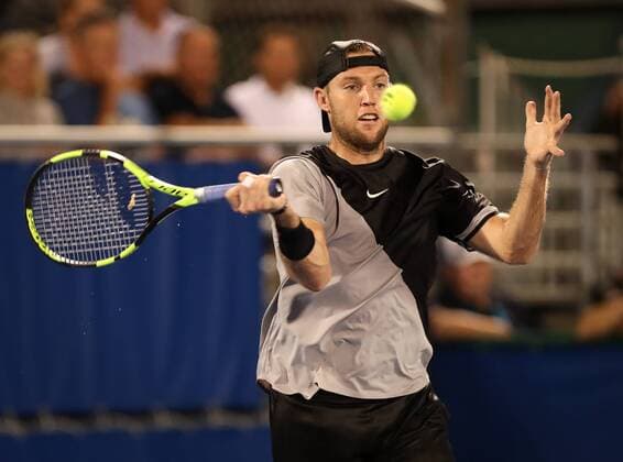 February 21, 2018: Jack Sock, from USA, hits a forehand against Reilly Opelka, from USA, during the 2018 Delray Beach Open ATP Tennis Herren professional tennis tournament, played at the Delray Beach Stadium & Tennis Center in Delray Beach, Florida, USA. Reilly Opelka won 4-6, 7-5, 6-3. CSM Tennis 2018: ATP Delray Beach Open FEB 21 - ZUMAc04_ 20180221_zaf_c04_285 Copyright: xMarioxHoubenx