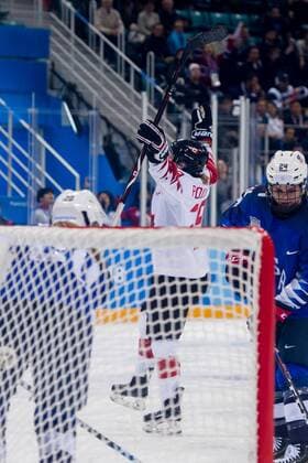 180222 Marie Philip Poulin of Canada celebrates the 2 1 goal during the Womens Ice Hockey Final between USA and Canada during day thirteen of the 2018 Winter Olympics on February 22, 2018 in Pyeongchang Photo Petter Arvidson PICTURE BODY N Code PA 91993  Copyright: PETTERxARVIDSON BB180222PA021
