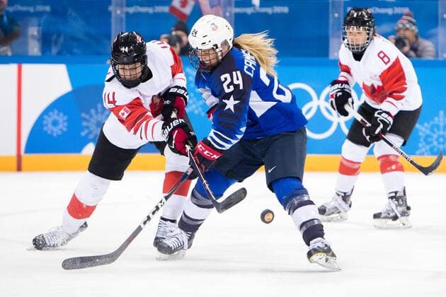 180222 Renata Fast of Canada and Dani Camoranesi of USA during the Womens Ice Hockey Final between USA and Canada during day of the 2018 Winter Olympics on February 22, 2018 in Pyeongchang Photo Petter Arvidson PICTURE BODY N Code PA 91993  Copyright: PETTERxARVIDSON BB180222PA033