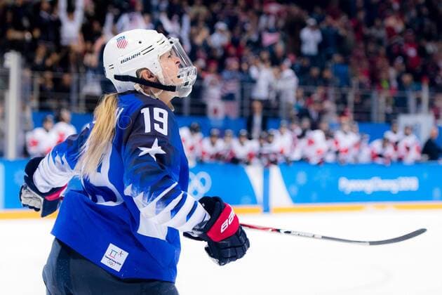 180222 Gigi Marvin or USA celebrates after scoring a shootout goal in the Womens Ice Hockey Final between USA and Canada during day thirteen of the 2018 Winter Olympics on February 22, 2018 in Pyeongchang Photo Petter Arvidson BILDBYRAN Code PA 91993  Copyright: PETTERxARVIDSON BB180222PA051
