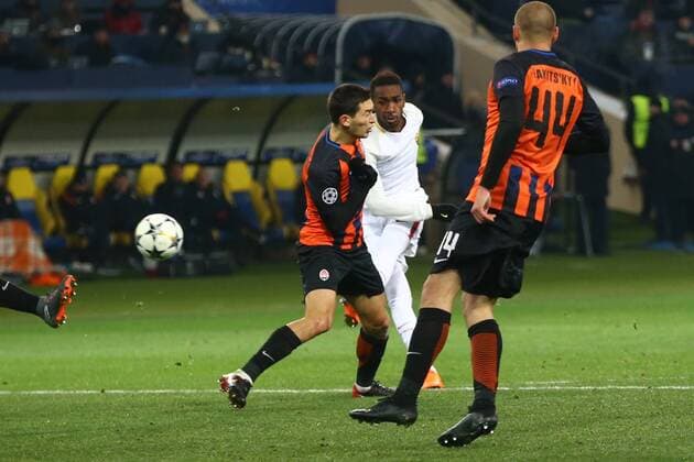Tiro di Gerson Roma Kharkiv 22-02-2018 Champions League 2017 2018 Shakhtar Donetsk - Roma Foto Gino Mancini Insidefoto ginoxmancini