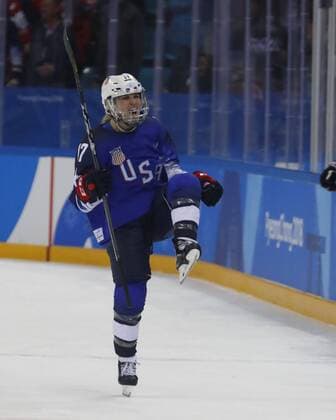 February 22, 2018 - Pyeongchang, KOREA - United States forward Jocelyne Lamoureux (17) celebrates after she scored past Canada goaltender Shannon Szabados (1) during the shootout in the women s Ice hockey Eishockey gold medal match between Canada and the United States during the Pyeongchang 2018 Olympic Winter games Winterspiele Spiele Summer games at Gangneung Hockey Centre. The USA beat Canada 3-2 in an overtime shootout. Olympics Pyeongchang 2018: Ice Hockey-Women Team Final - USA-CAN - ZUMAm117 20180222_zaf_m117_003 Copyright: xDavidxG.xMcintyrex
