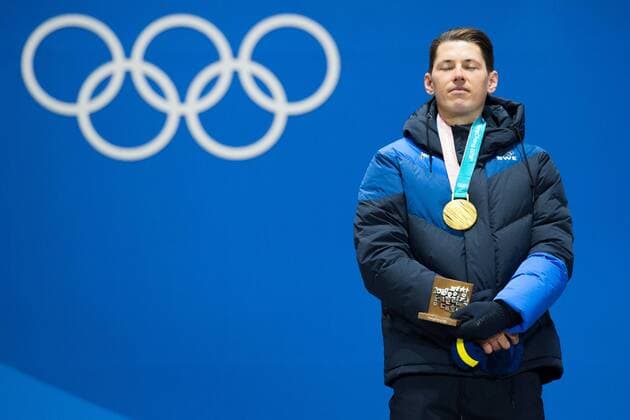 180222 Andre Myhrer of Sweden celebrates the Medal Ceremony during day thirteen of the 2018 Winter Olympics on February 22, 2018 in Pyeongchang Photo Carl Sandin BILDBYRAN Code CS 57999 316  Copyright: CARLxSANDIN BB180222CS048