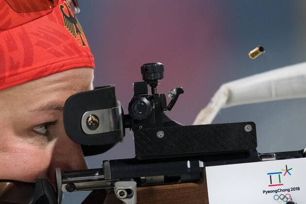 PyeongChang 2018 - Highlights der Olympischen Spiele Olympia-Bilder des Tages PyeongChang 2018, Biathlon, 4x6km Damen Staffel 180222 Denise Hermann of Germany prior to the Women s Biathlon 4x6 km Relay during day thirteen of the 2018 Winter Olympics on February 22, 2018 in Pyeongchang. Photo: Joel Marklund BILDBYRN kod JM 87644 *** 180222 Denise Hermann of Germany before the Womens Biathlon 4x6 km Relay during day thirteen of the 2018 Winter Olympics on February 22, 2018 in Pyeongchang Photo Joel Marklund BILDBYR N Code JM 87644  Copyright: JOELxMARKLUND BB180222JM087