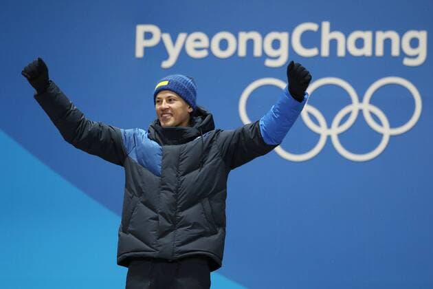 PyeongChang 2018, Ski Alpin, Slalom, Herren, Siegerehrung OLYMPICS - 2018 Winter Olympics PYEONGCHANG,SOUTH KOREA,22.FEB.18 - OLYMPICS, ALPINE SKIING - Olympic Winter games Winterspiele Spiele Summer games PyeongChang 2018, slalom, men. Image shows Andre Myhrer (SWE). GEPAxpictures xMathiasxMandl