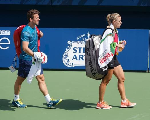 ANGELIQUE KERBER GER and coach Wim Fissette Tennis Dubai Tennis Championships 2018 WTA Dubai Duty Free Tennis Stadium Dubai United Arab Emirates 22 February 2018 Copyright: xJuergenxHasenkopfx