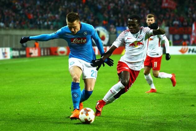 22 02 2018 xkvx Soccer Europa League RB Leipzig SSC Napoli emspor v Piotr Zielinski SSC Napoli Bruma RBL RB Leipzig Leipzig