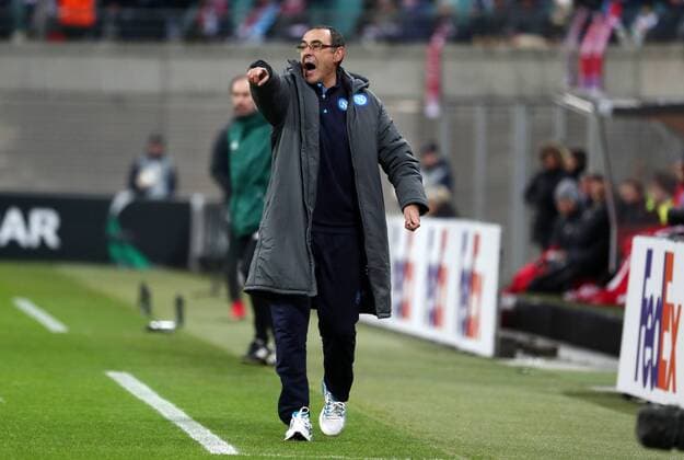 RB Leipzig SSC Naples Soccer Euro League Leipzig 22 02 2018 Red Bull Arena Soccer UEFA Euro League 16 El Final RB Leipzig vs. SSC Napoli Pictured coach Maurizio Sarri Napoli