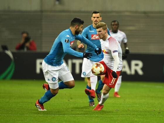 Football Mens Season 2017 2018 Europa League Intermediate Round 2nd Leg RB Leipzig SSC Napoli v 1 Raul Albiol 33 SSC Napoli Timo Werner RB Leipzig 22 02 2017 Copyright: xMatthiasxKochx