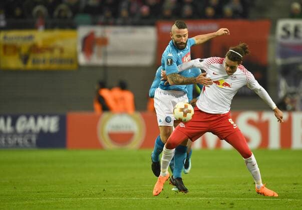 Soccer Mens Season 2017 2018 Europa League second round second leg RB Leipzig SSC Napoli v Lorenzo Tonelli 62 SSC Napoli Yussuf Poulsen RB Leipzig 22 02 2017 Copyright: xMatthiasxKochx