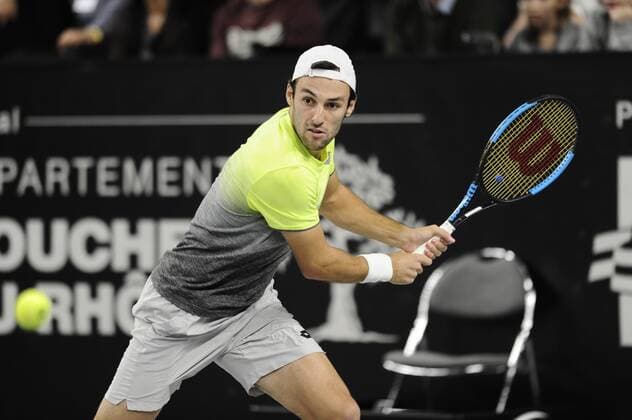 Stefano TRAVAGLIA (ITA) - 1 8 finale TENNIS - Open 13 Provence - Marseille - 22 02 2018 FranckPennant Panoramic 
