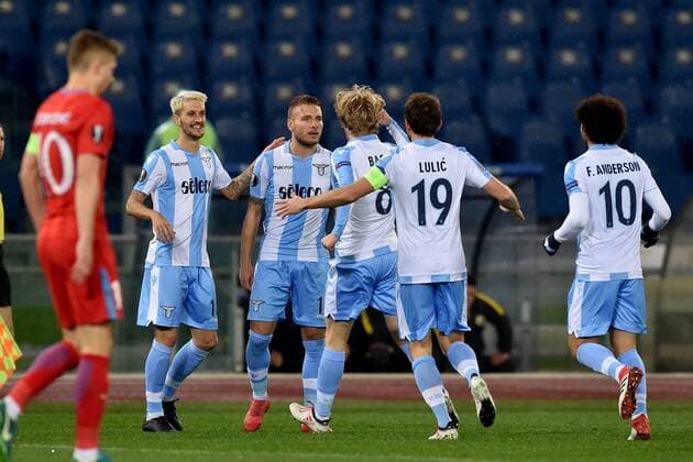 Esultanza dopo il gol di Ciro Immobile Lazio. Goal celebration. Roma 22-02-2018 Stadio Olimpico Europa League · Sedicesimi di finale Lazio - FCSB Foto Antonietta Baldassarre Insidefoto AntoxBaldassarre