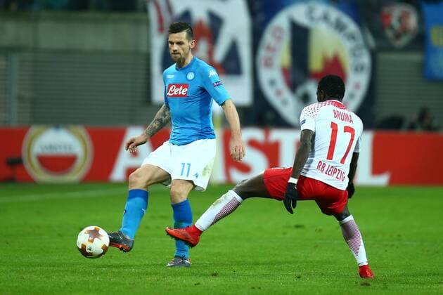 22 02 2018 xkvx Football Europe League RB Leipzig SSC Napoli emspor v l Christian Maggio SSC Napoli Bruma RBL RB Leipzig Leipzig