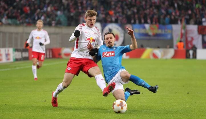 RB Leipzig SSC Naples Soccer Euro League Leipzig 22 02 2018 Red Bull Arena Soccer UEFA Euro League 16 El Final SSC Napoli vs. RB Leipzig In the picture from the left