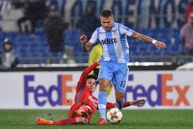 As Roma 22 02 2018 - Europa League Lazio-Steaua Bucarest foto Antonello Sammarco Image nella foto: Ciro Immobile-Dennis Man 