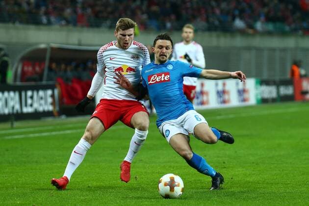 22 02 2018 xkvx Football Europe League RB Leipzig SSC Napoli emspor v Emil Forsberg RBL RB Leipzig Mario Rui SSC Napoli Leipzig