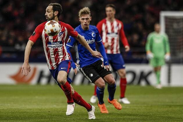 22nd February 2018, Wanda Metropolitano, Madrid, Spain; UEFA Europa League football, round of 32, 2nd leg, Atletico Madrid versus FC Copenhagen; Juan Francisco Torres (Atletico de Madrid) drives forward on the ball  ActionPlus11991358